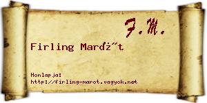 Firling Marót névjegykártya